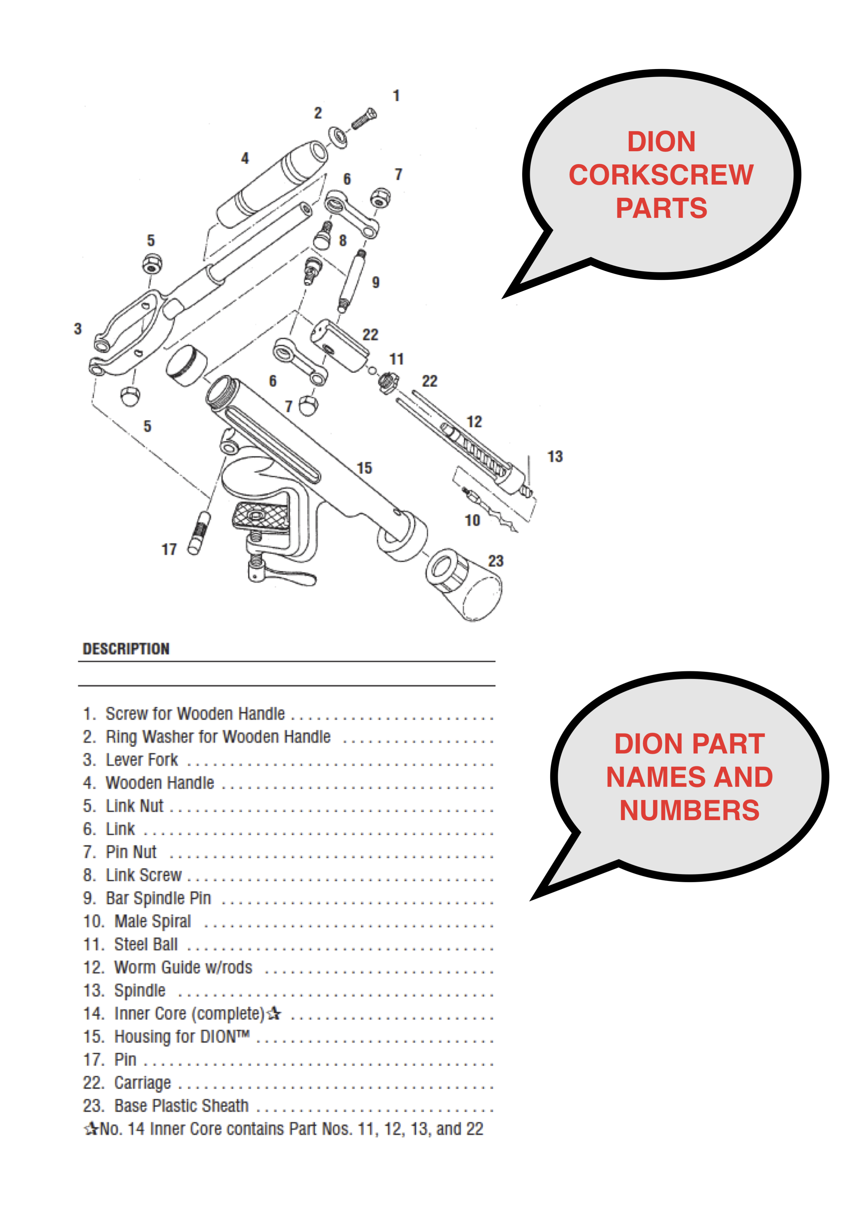 Corkscrew Worms, Parts, Handle for Repair and Replace Buy Artisans on 